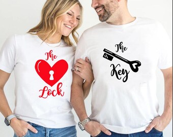 Matching Valentine's Day Couple Shirt: Lock & Key Cotton Tees