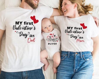 Personalized Baby's First Valentine's Day Matching Family Shirts