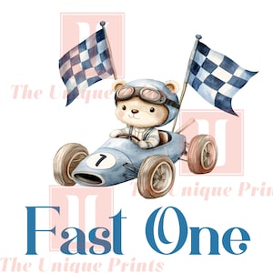 Vintage Race Car PNG: First Birthday Invite (Digital Download)