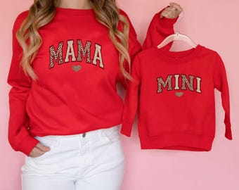 Mama and Mini Leopard Print Sweatshirt Set - Matching Family Sweaters