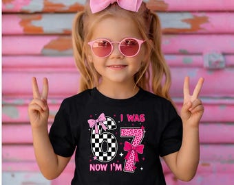 I Was 6 Now I’m 7 Birthday 6 7 Pink Birthday T-shirt | 67 | Birthday Tee | Six Seven | Hearts
