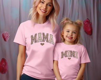 Mama and Mini Matching Leopard Heart T-Shirt Set