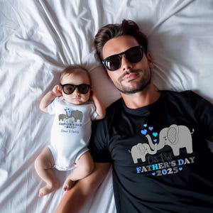 Personalized First Father&#39;s Day Matching Cotton T-Shirt Set
