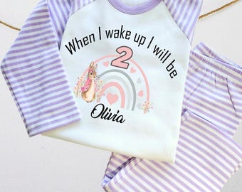 Luxury Personalised Baby Toddler Pyjamas - When I Wake Up  gift peter rabbit Girls Pjs Set Toddler Kids Nightwear birthday lounge pyjamas