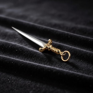 Goth Two Tone Sword Necklace: Dainty Protection Charm