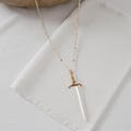 Two Tone Sword Necklace | Goth Style | Dainty Protection Charm | Fantasy Knight Jewelry | Knife Pendant | Layering Necklace | Gift for Her