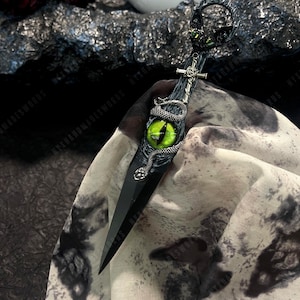7" Personalized Handmade Gothic Cthulhu Dagger&kunai with Eye, Cosplay Knife Prop, Unique Alternative Dark Art Gift for Him, Boyfriend