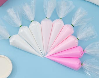 Decoden Cream Kit, White & Pink Simulation Frosting, 12 Piping Tips