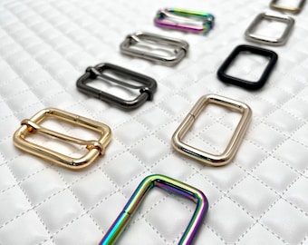 1 1/2 inch Iron Slide Adjuster Buckle and Rectangle Ring: Bag Hardware