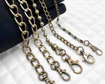 41.5“ to 47" crossbody purse chain bag chain handles with clips, anti brass for wallet bag purse making replacement hardware