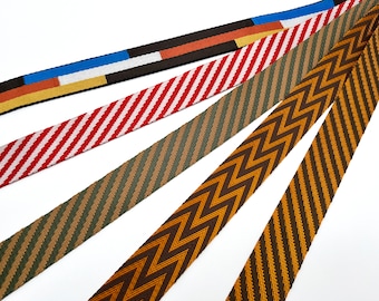 Stripe Jacquard Webbing: 1.5" Heavy Weight Bag Strap - Sold by the Yard