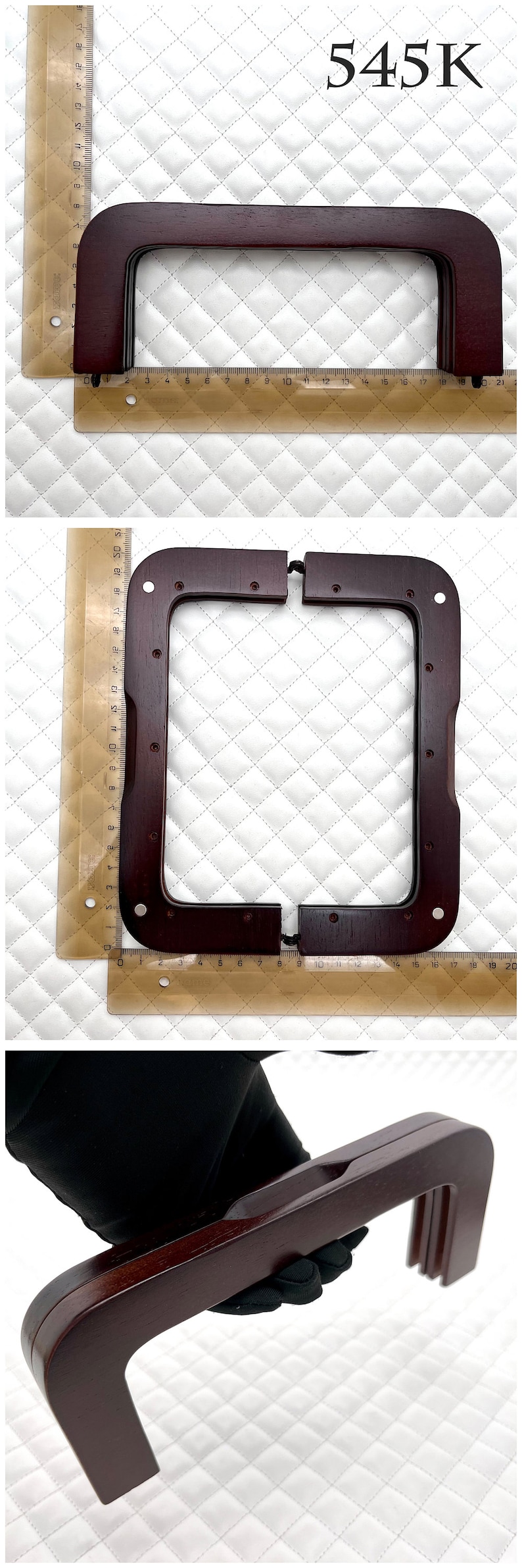 2 maten houten rechthoekige schroef-in-muntzak portemonnee Pouch Bag Clutch Frame, voor portemonnee tas Vervanging maken 545K 8" x 3 1/8"