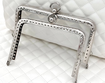 Metal Purse Frame, 2 Sizes, Rectangle, Kiss Lock, Sew-In