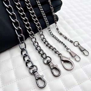 100cm bis 120cm Crossbody Geldbörse Kette Taschenkette Griffe mit Clips, Gunmetall für Brieftasche Tasche Geldbörse Herstellung Ersatz-Hardware