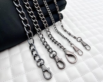 39“ to 47" crossbody purse chain bag chain handles with clips, gunmetal  for wallet bag purse making replacement hardware