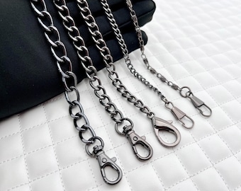 39“ to 47&quot; crossbody purse chain bag chain handles with clips, gunmetal  for wallet bag purse making replacement hardware