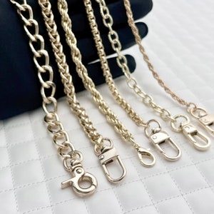 19.5&quot; and 23.5&quot; shoulder purse chain bag chain handles with clips,Light Gold , iron for wallet bag purse making replacement hardware