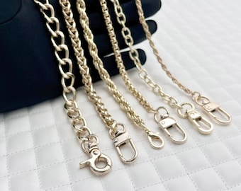 19.5" and 23.5" shoulder purse chain bag chain handles with clips,Light Gold , iron for wallet bag purse making replacement hardware