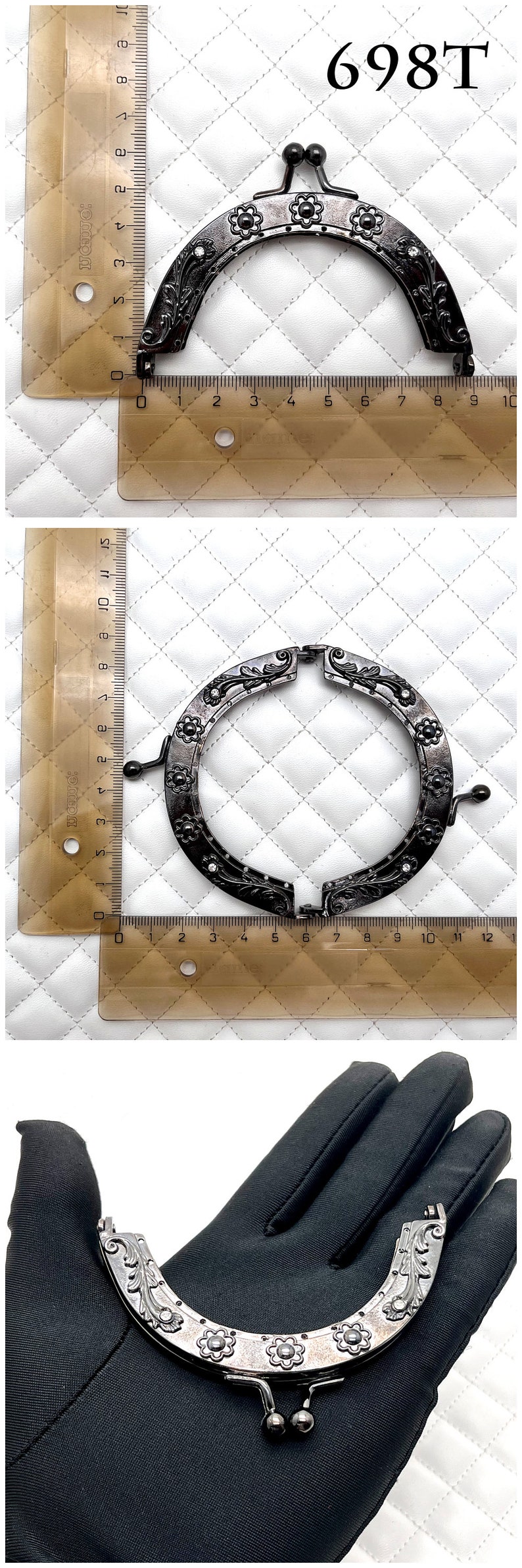 6 size zinc alloying Emboss vintage coin bag purse Pouch Bag Clutch Frame ,kiss clasp lock, gunmetal, for Purse Bag Making replacement 698T 3 1/2" x 2"