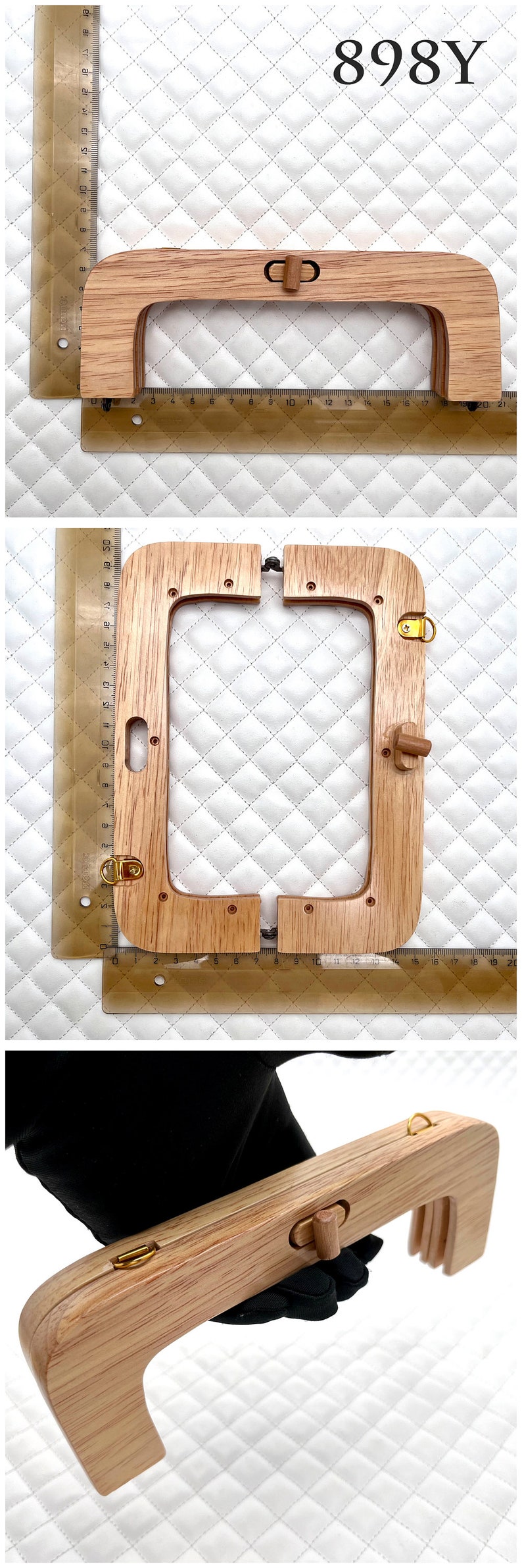 2 Größe Holz Rechteck Schraube in Münztasche Geldbörse Beutel Tasche Clutch Rahmen, für Geldbörse Bag Making Ersatz 898Y 8" x 2 3/4"