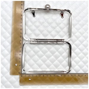 5 size Iron Rectangle glue on bag purse Pouch Bag Clutch Frame with plastics box, nickel, for wedding Bridal bag Purse Clutch frame making 097G 5 1/4" x 3 1/2"