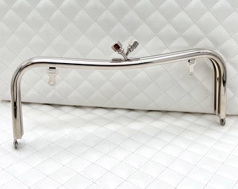 8 in Metal Purse Frame, Kiss Lock, Glue-In