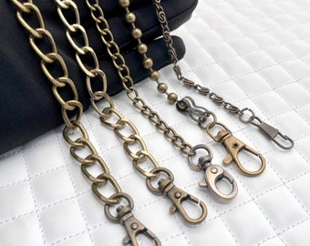 15.75&quot; to 23.5&quot; shoulder purse chain bag chain handles with clips, anti brass for wallet bag purse making replacement hardware