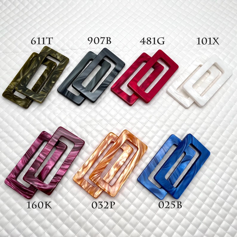 5 1/4 x 2 3/4 Acrylic resin Rectangle grommet bag handle purse handles,7 colors,a pair for Purse Bag knitting bag Making replacement image 2