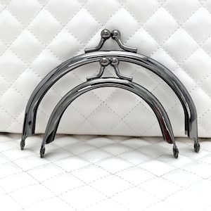2 size to choose Iron half round glue on coin bag purse Pouch Bag Clutch Frame ,kiss clasp lock, gunmetal, for Purse Bag Making replacement
