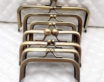 Metal Purse Frame, 7 Sizes, Rectangle, Kiss Lock, Glue-In