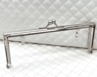 8" Nickel metal Rectangle Kiss Clasp Frame: DIY Bag Making