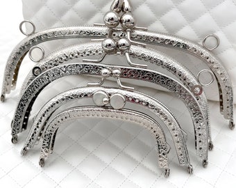Arco de hierro de 4 tamaños para coser en monedero, marco de embrague, níquel, cierre de beso, para reemplazo de fabricación de bolsos
