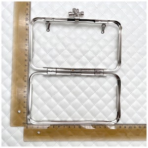 5 size Iron Rectangle glue on bag purse Pouch Bag Clutch Frame with plastics box, nickel, for wedding Bridal bag Purse Clutch frame making 289N  7" x 4"