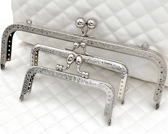 Metal Purse Frame, Rectangle, Kiss Lock, Sew-In