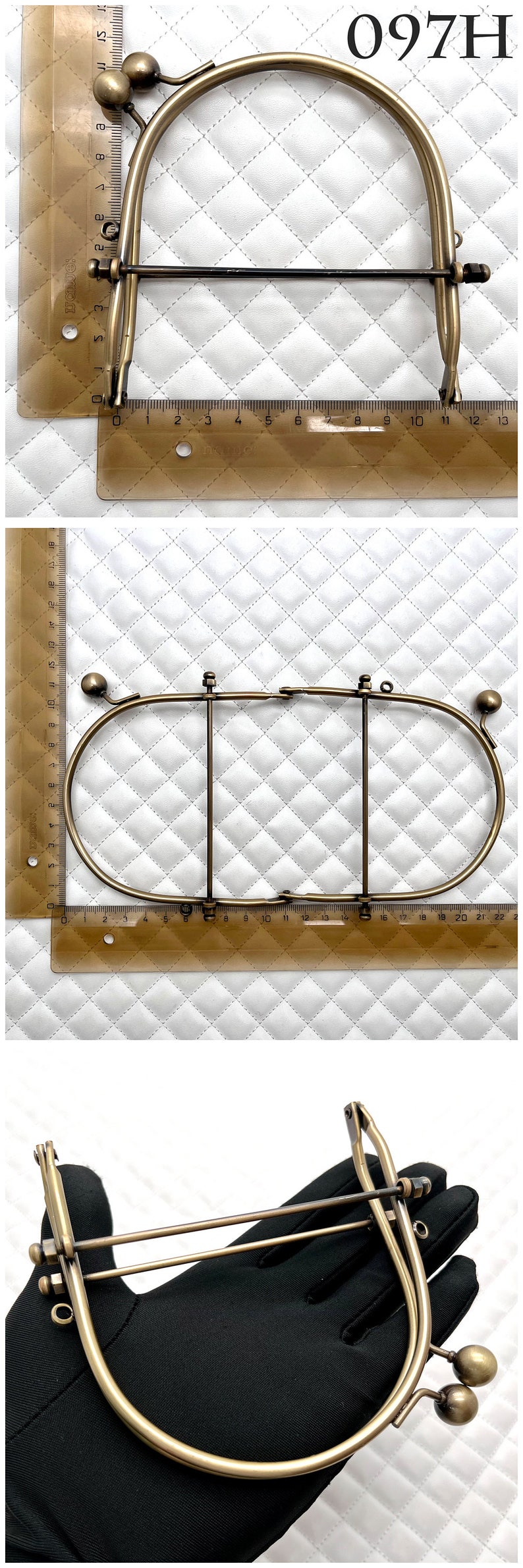 Monedero de alambre de hierro de 4 tamaños, marco de embrague para bolso, cierre de beso, antibronce, para reemplazo de fabricación de bolsos 097H 4" x 4 1/2"