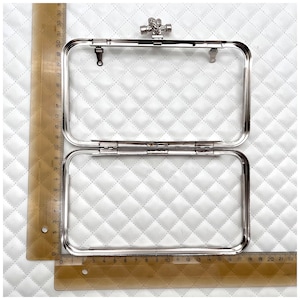 5 size Iron Rectangle glue on bag purse Pouch Bag Clutch Frame with plastics box, nickel, for wedding Bridal bag Purse Clutch frame making 442Y 6 1/2" X 3 1/8"