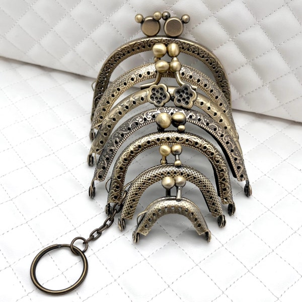 7 size Iron half round sew on coin bag purse Pouch Bag Clutch Frame ,kiss clasp lock, anti bronze, for Purse Bag Making replacement