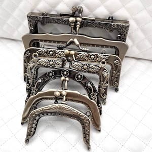 7 Größe Zinklegierung Prägung Vintage Münztasche Geldbörse Beutel Tasche Clutch Rahmen, Kuss Verschluss, Anti Bronze, für Geldbörse Bag Making Ersatz