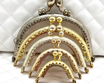 5 Größe Eisen halbrund nähen auf Münztasche Geldbörse Beutel Tasche Clutch Rahmen, Kuss Verschluss Schloss, Gold, für Geldbörse Tasche machen Ersatz