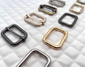 1 1/4 inch Iron Slide Adjuster Buckle and Rectangle Ring: Bag Hardware