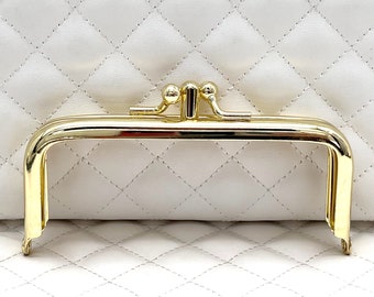 Pegamento rectangular de hierro de 4" x 1 3/4" en el marco del bolso de la bolsa de la moneda, cierre de cierre de beso, oro, para el reemplazo de la fabricación de bolsos 561E