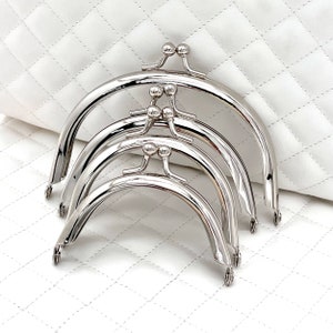 4 size to choose Iron half round glue on coin bag purse Pouch Bag Clutch Frame ,kiss clasp lock, nickel, for Purse Bag Making replacement