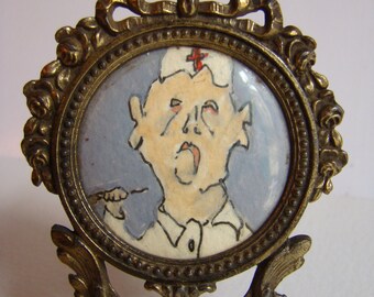 Self portrait as nurse in an antique frame