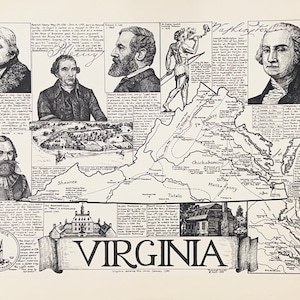 Vintage Virginia History Etching by Ronald Toelke: 1976 Black and White Artwork