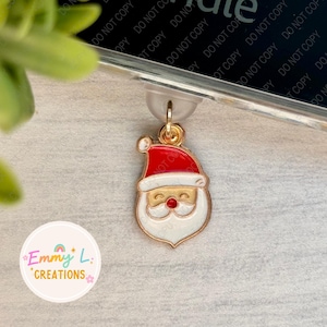 Santa Face Kindle Charm, Phone Charm, iPad Charm, Bookish Accessories, Dust Plug Charm, Kindle Accessory, E-Reader Charm, Christmas Kindle