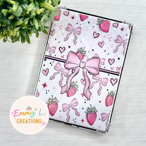 Coquette Strawberry Kindle Insert, Kindle Insert, E Reader Insert, Oasis Insert, Fruit Kindle Insert, Kindle Accessory, Bow, Girly, Glitter
