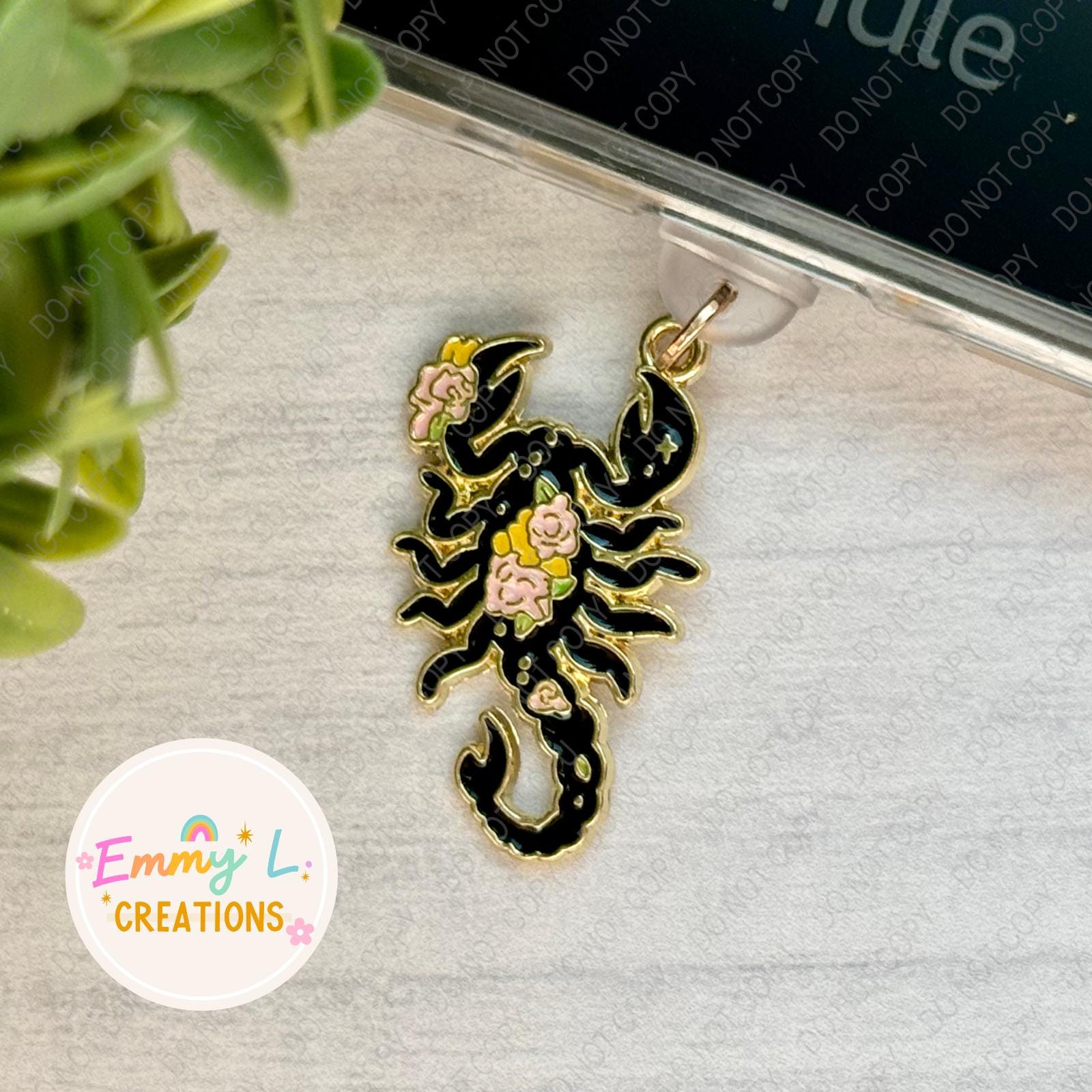 Floral Scorpion Kindle Charm, Phone Charm, iPad Charm, Bookish