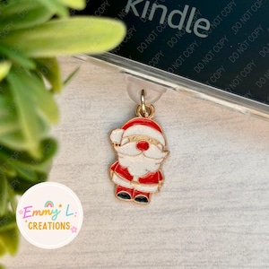 Jolly Santa Kindle Charm, Phone Charm, iPad Charm, Bookish Accessories, Dust Plug Charm, Kindle Accessories, E-Reader Charm, Christmas Charm
