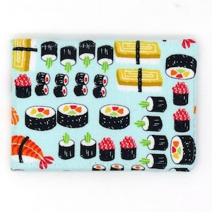 Austernkartenhalter, Buspasshalter, Reisekartenhalter, Geldbörse. Sushi Druck. Kartenbrieftasche, Austernkartenbrieftasche, Kartenhalter.Japanischer Druck.