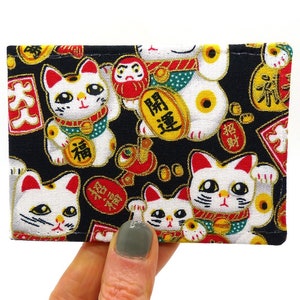 Oyster-kaarthouder, buspashouder, reiskaarthouder, kaartportemonnee. Lucky Cat-portemonnee met print. Oystercard-portemonnee, creditcardhouder